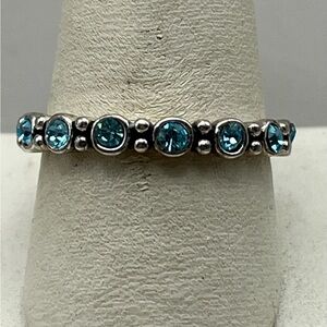 Elegant Silver and Blue Stone Ring Blue Zirconia Eternity Ring Sparkle Statement